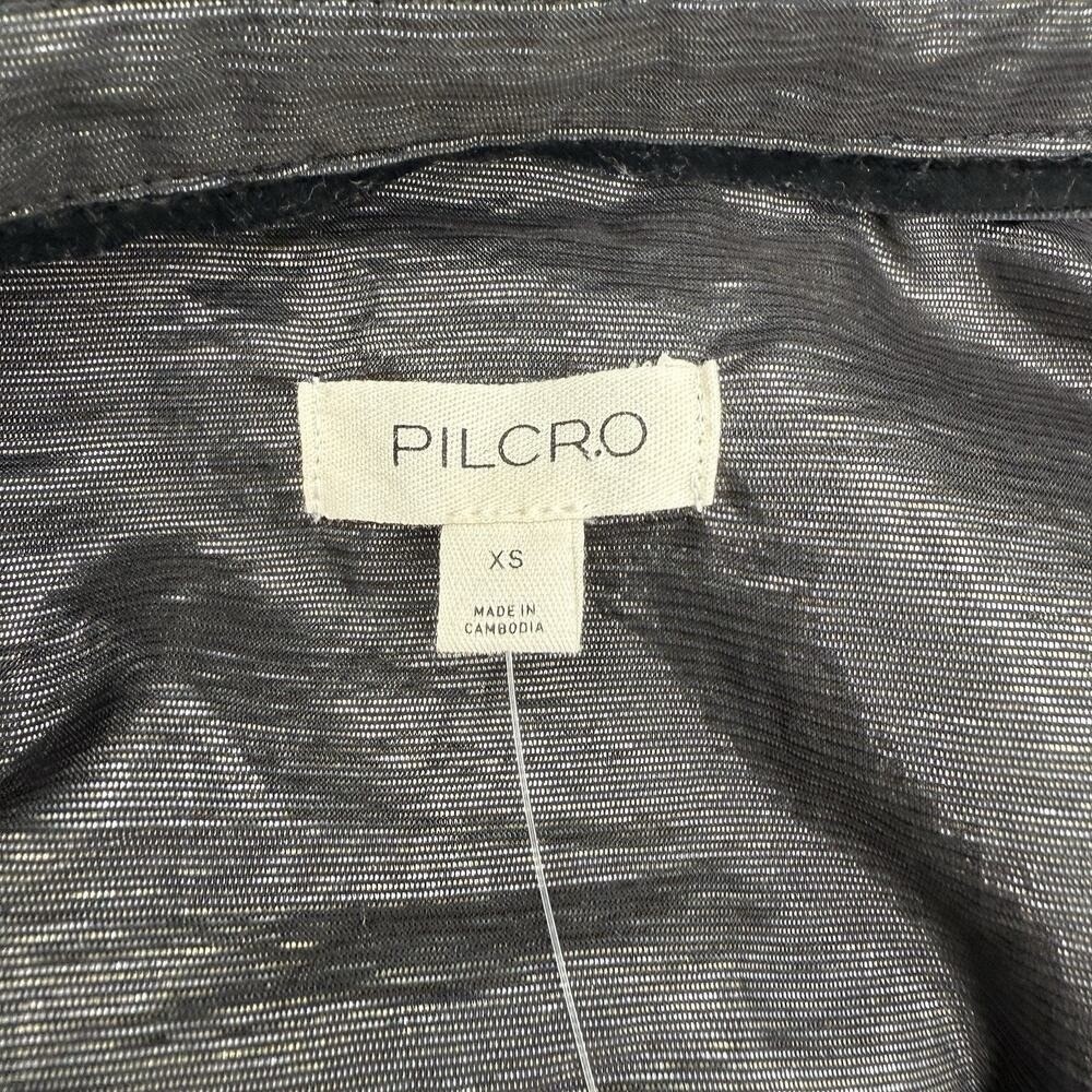 Pilcro Anthropologie High Low Dress Metallic Tiered Maxi Black XS Goth Oversized - Picture 3 of 12